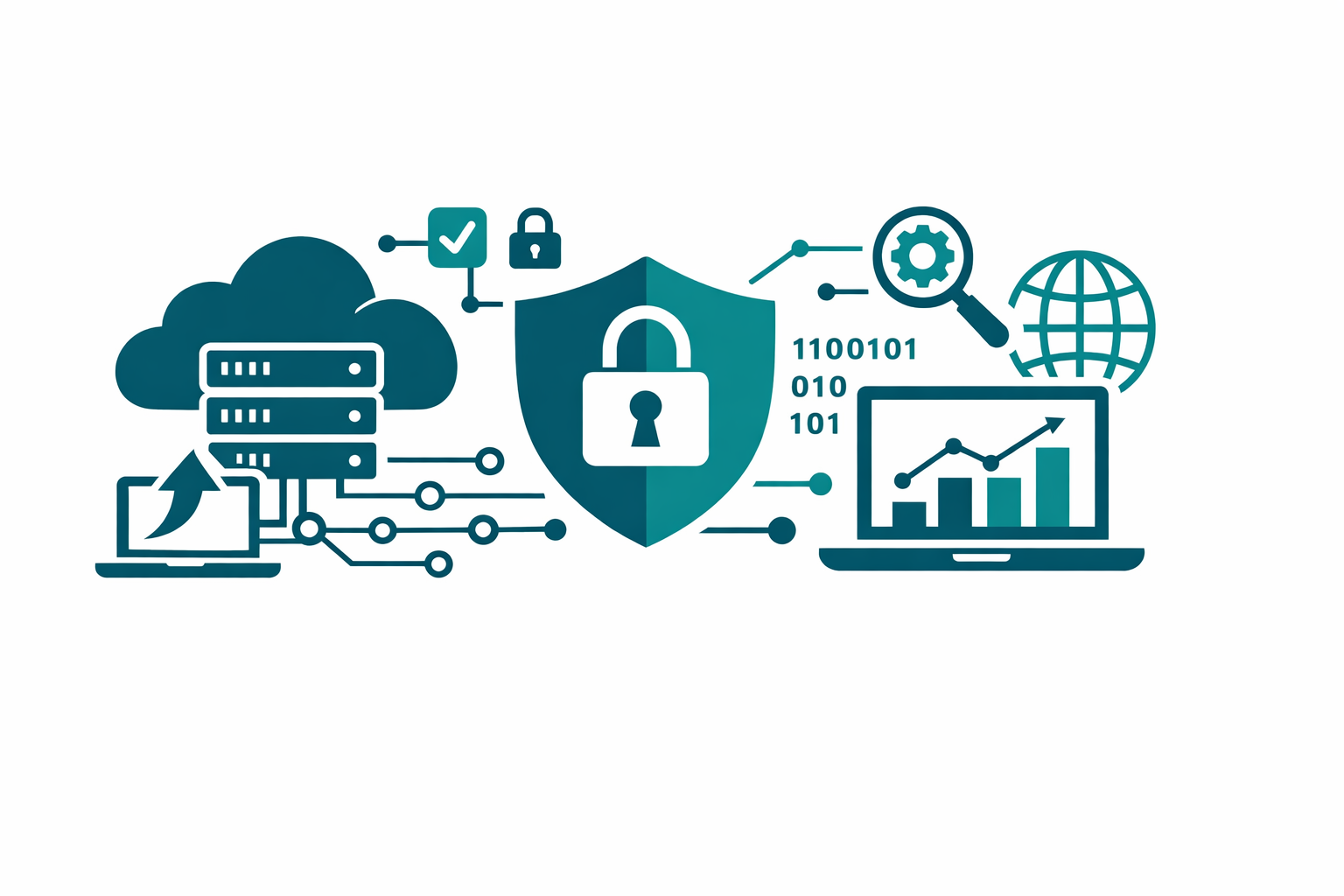 Abstract illustration of an AI agent autonomously moving files and navigating a browser on a desktop interface.