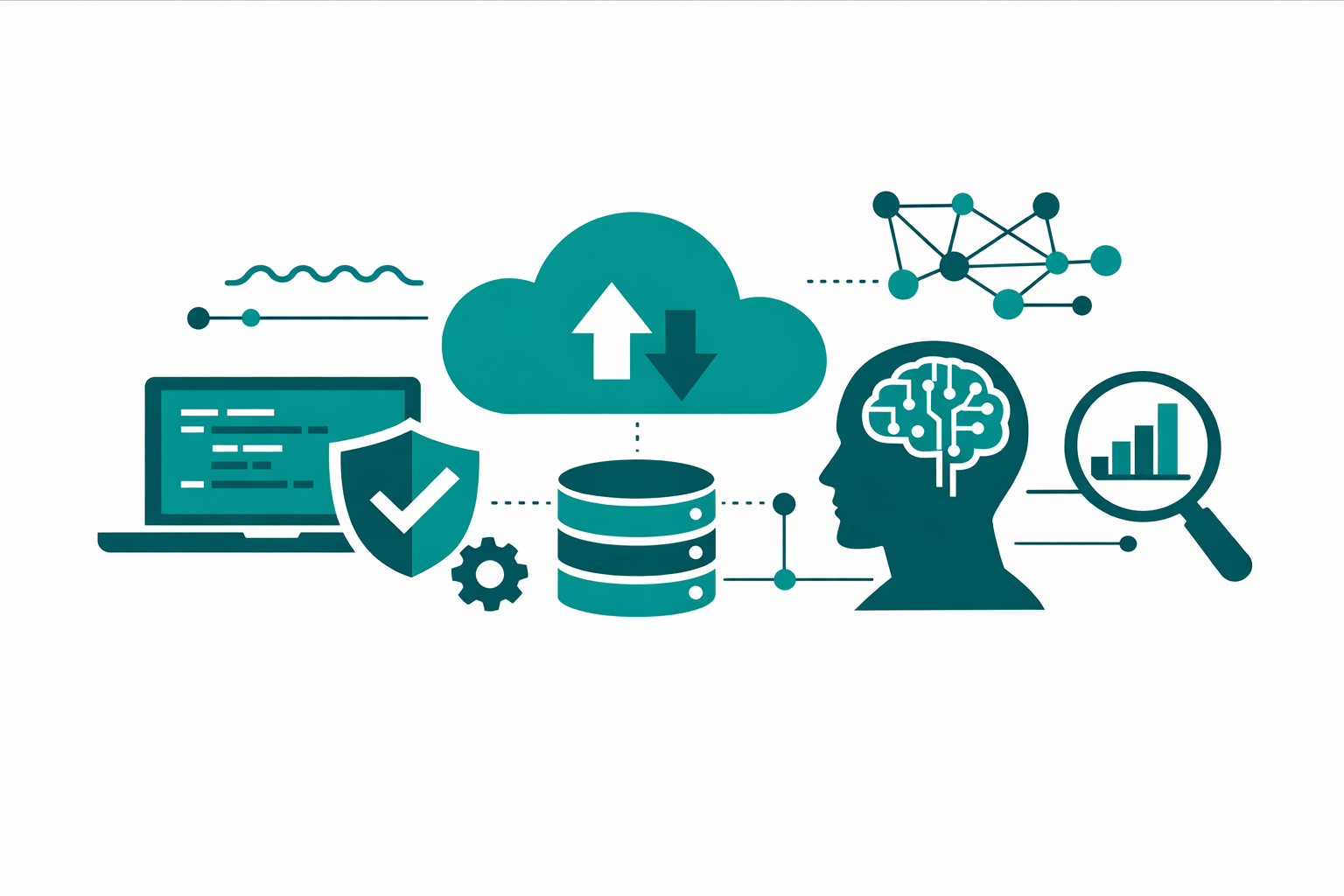 Abstract illustration contrasting a human at a dashboard with an autonomous AI agent completing tasks independently.