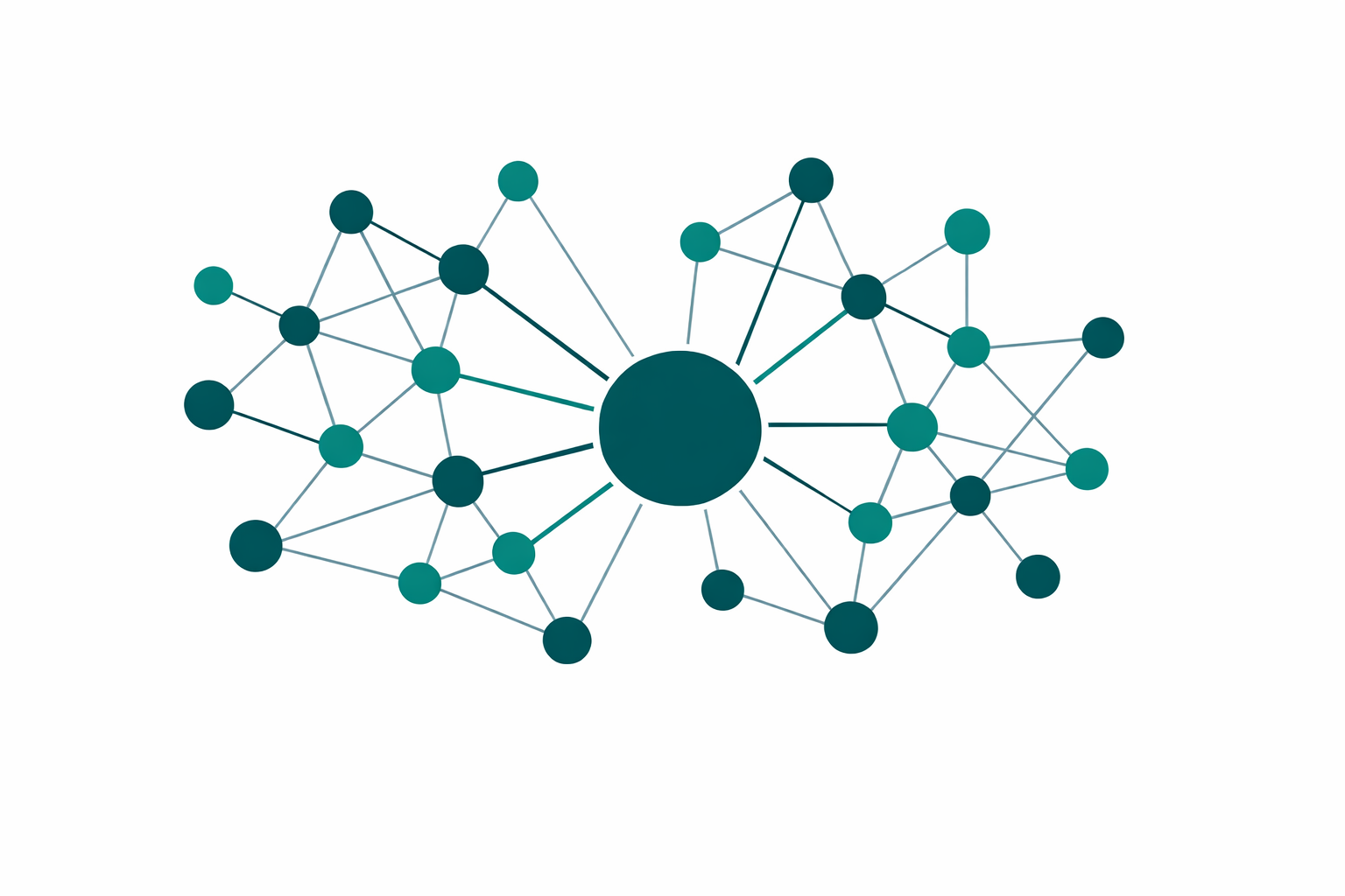 Minimalist illustration of interconnected nodes representing a multi-agent system architecture