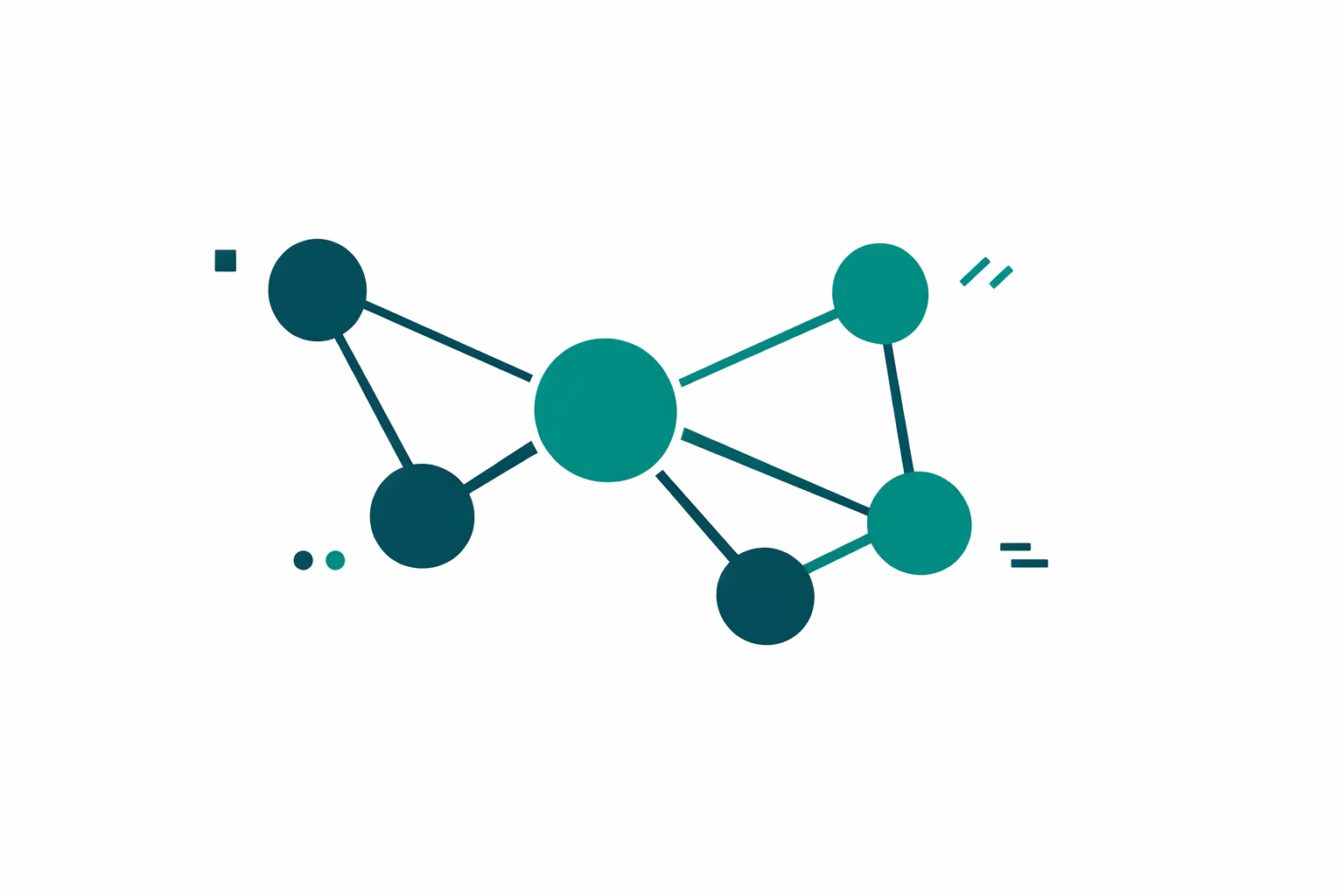 Minimalist illustration of five interconnected nodes representing multi-agent system architecture rules.